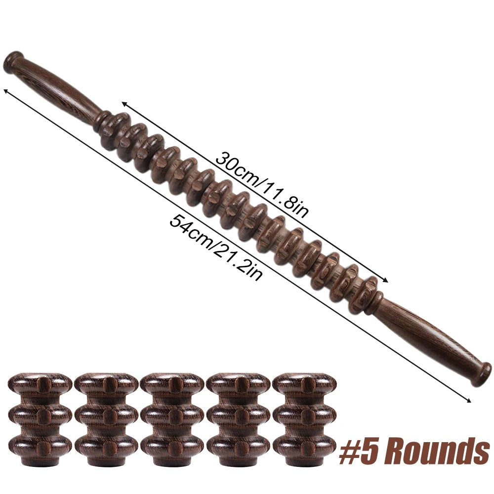 Muscle Roller, Wood Muscle Roller Stick with Trigger Points, Body Muscle Massager Roller for Back Leg, Relieve Muscle Soreness