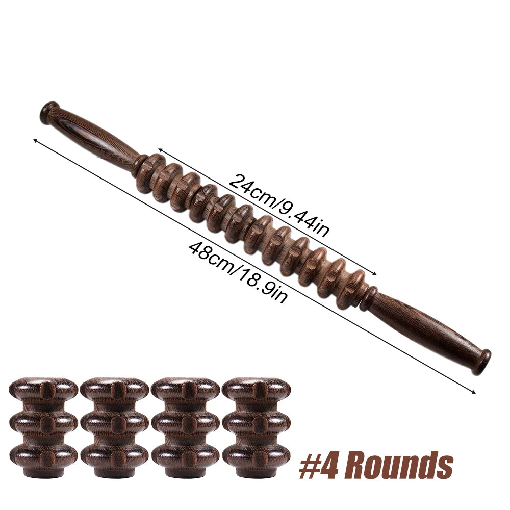 Muscle Roller, Wood Muscle Roller Stick with Trigger Points, Body Muscle Massager Roller for Back Leg, Relieve Muscle Soreness