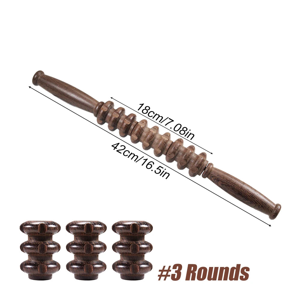Muscle Roller, Wood Muscle Roller Stick with Trigger Points, Body Muscle Massager Roller for Back Leg, Relieve Muscle Soreness